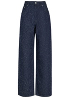 Jacquemus Le De-nimes Large Frayed Wide-leg Jeans Navy