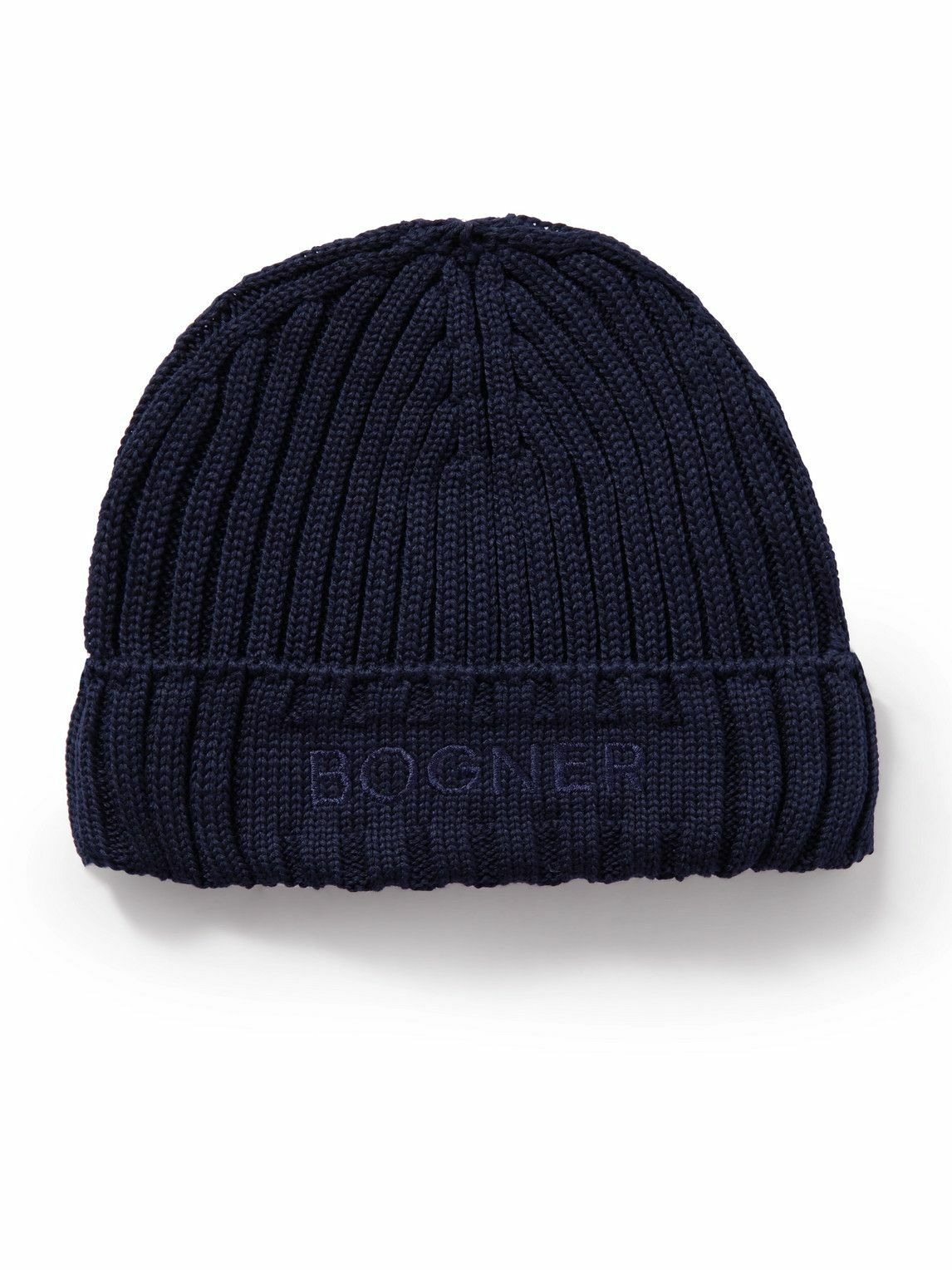 Bogner Conrad Logo Embroidered Ribbed Virgin Wool Blend Beanie Bogner