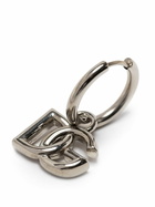 Dolce & Gabbana Silver Tone DG Dangle Hoop Earrings