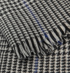 Mr P. - Fringed Prince of Wales Checked Wool and Cashmere-Blend Scarf - Blue