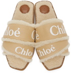 Chloé Beige Shearling Woody Flat Mules