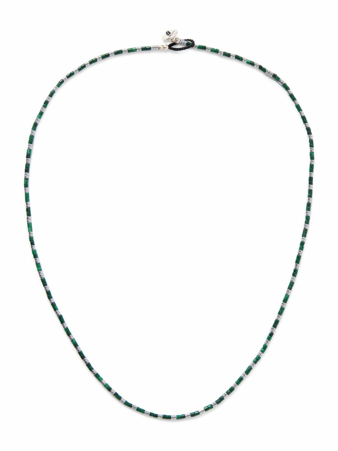 Mikia - Malachite, Hematite and Silver Beaded Necklace