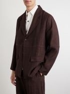 Kartik Research - Rabari Embroidered Linen Suit Jacket - Brown