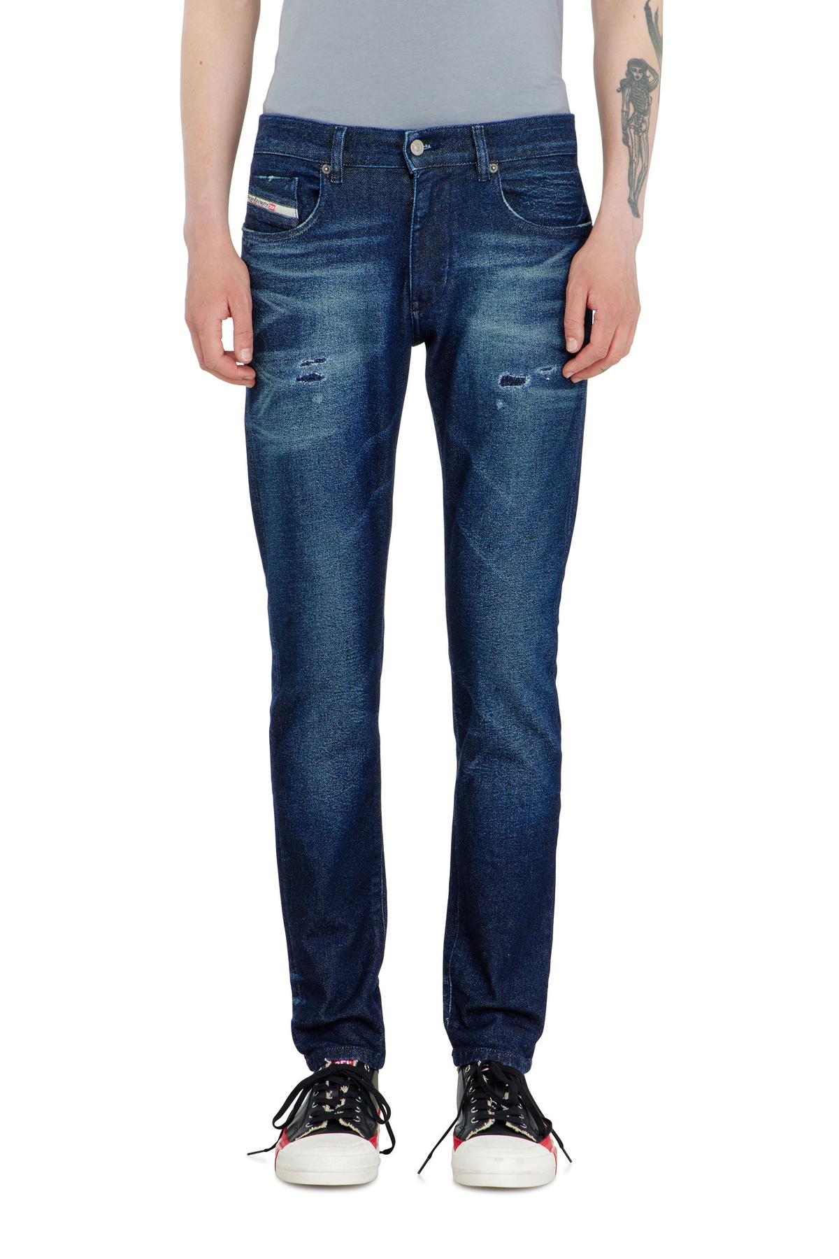 Diesel Slim Jeans Regular Waist 2019 D-Strukt, Dark blue, Zip fly