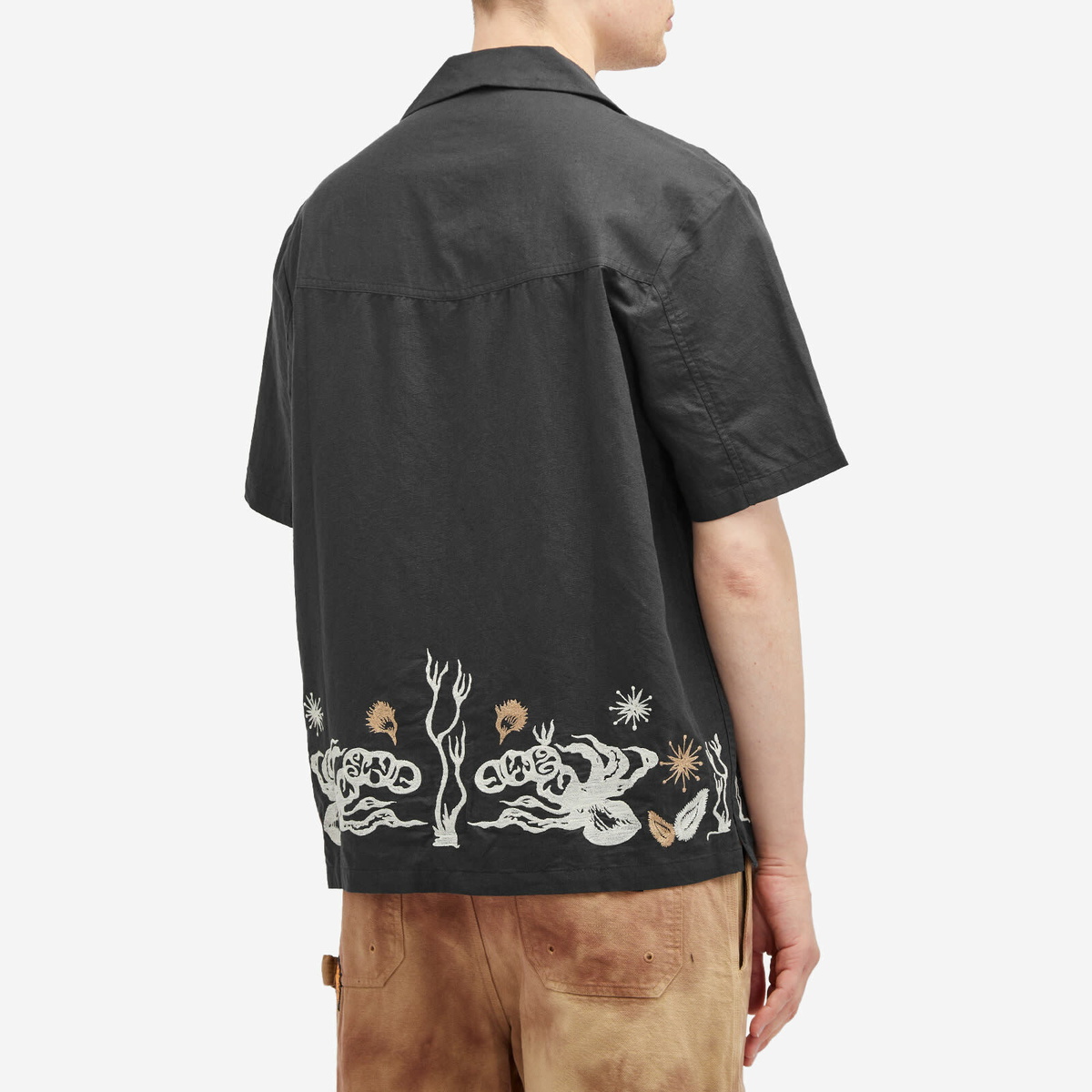 Magic Castles Men's Dancers Vacation Shirt in Charcoal Linen