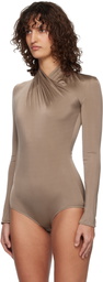 Mugler Brown Scarf Bodysuit