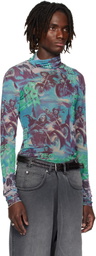 LU'U DAN Multicolor Masked Mesh Turtleneck