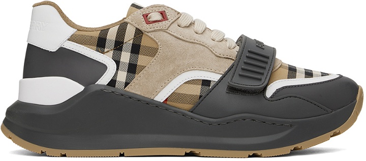 Photo: Burberry Beige & Grey Vintage Check Sneakers