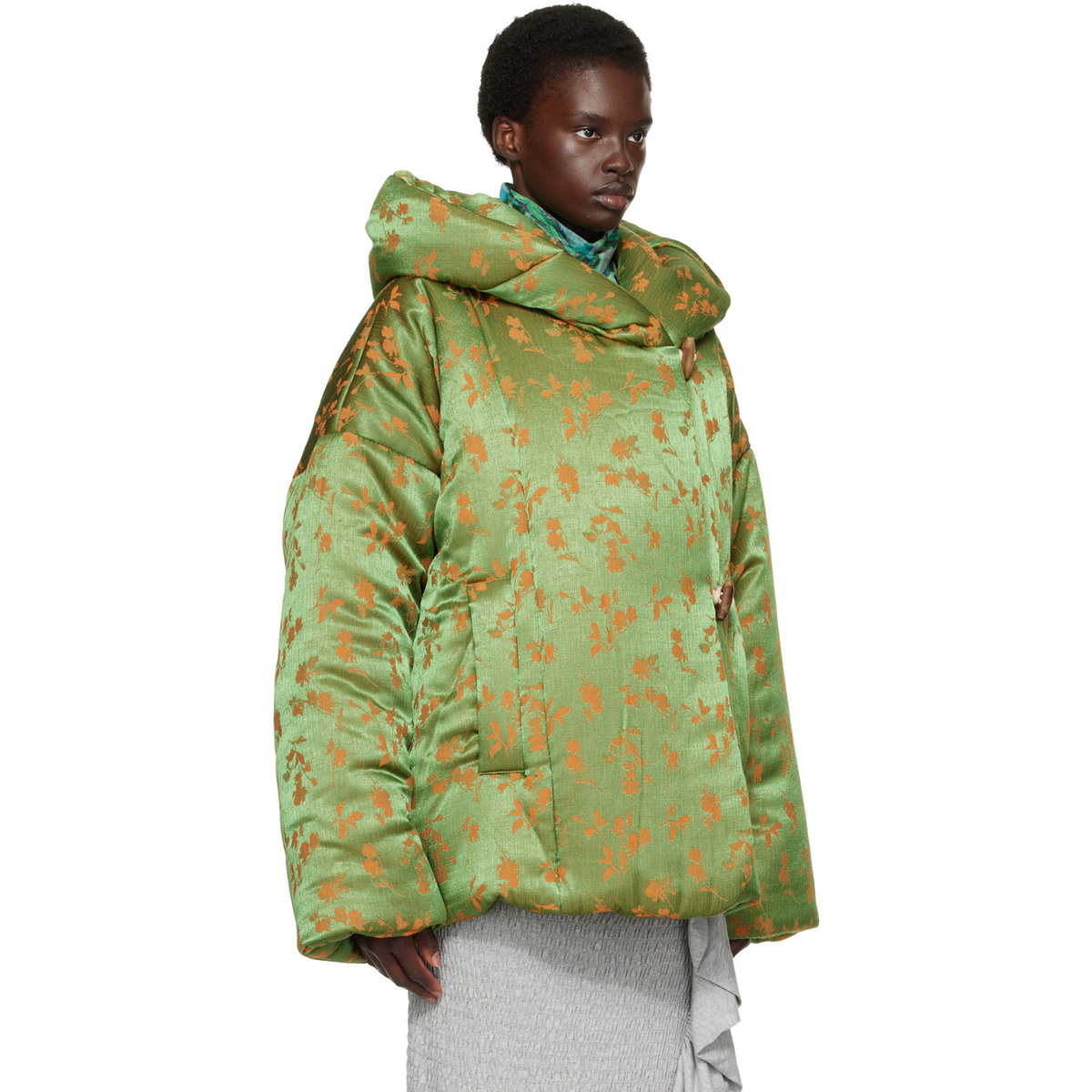 Dries Van Noten Green & Orange Floral Jacket
