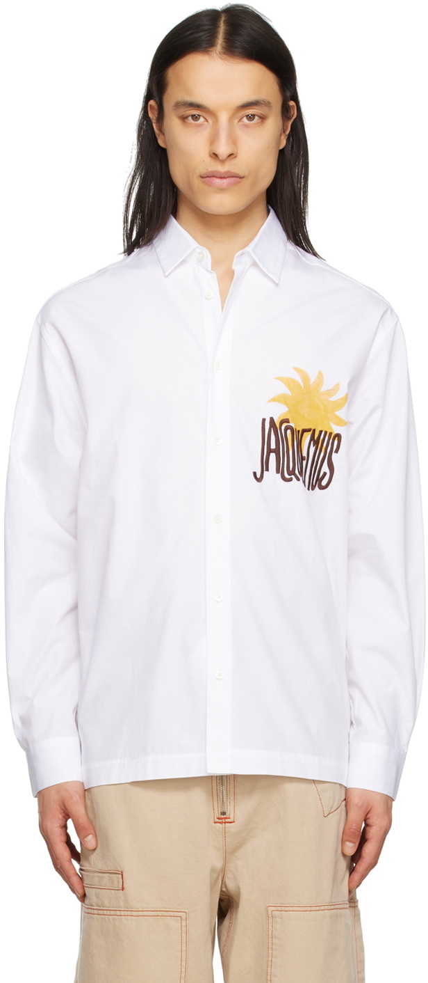 JACQUEMUSシャツブラウス Jacquemus White Le Raphia 'La Chemise Baou' Shirt Jacquemus