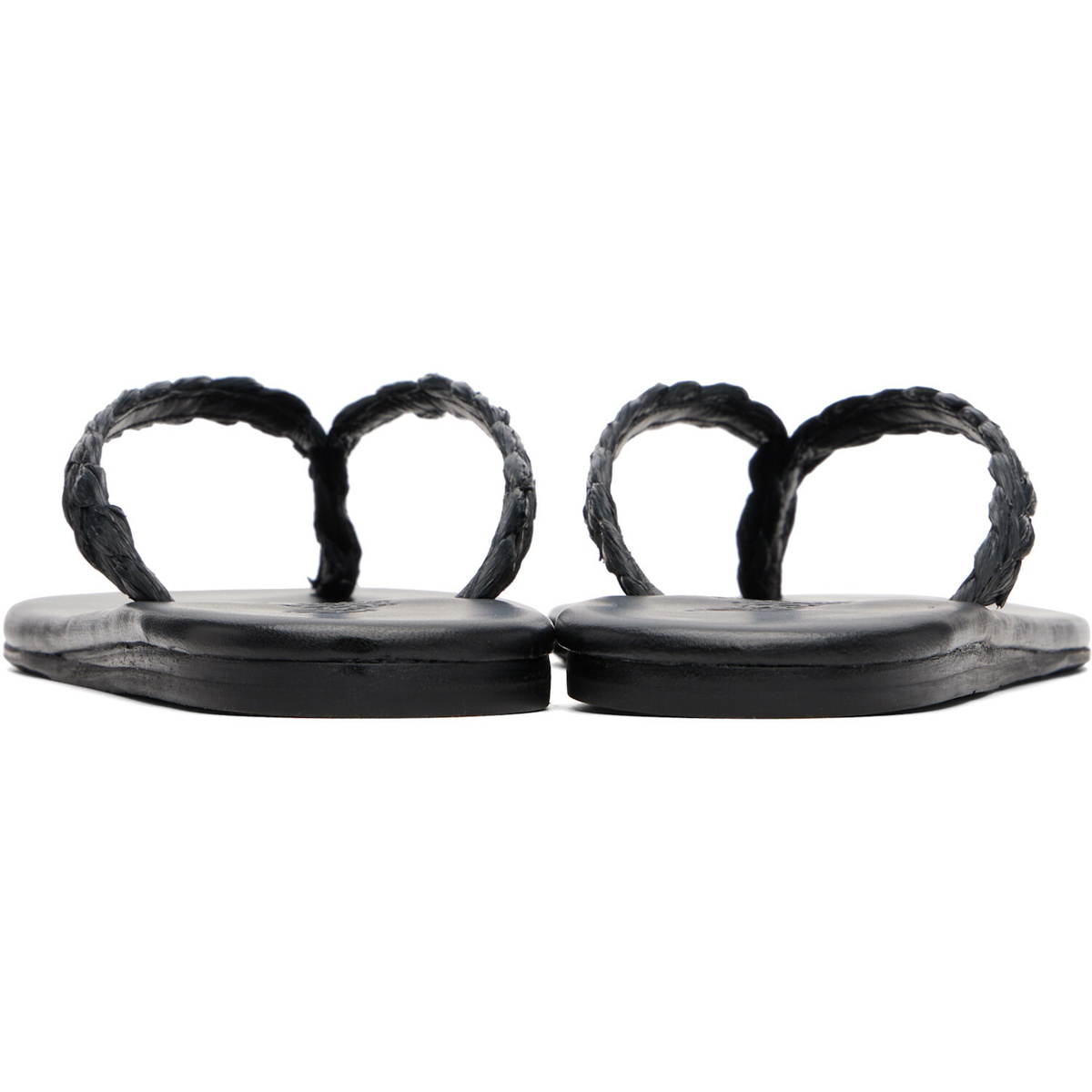 Ancient Greek Sandals Black Saionara Raffia Flip-Flops