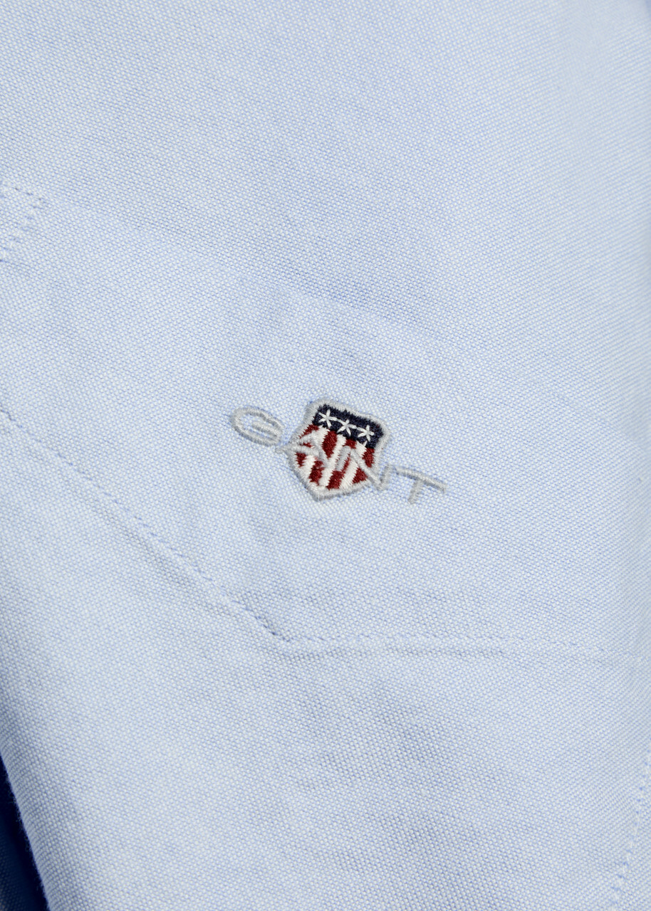 Gant Logo-embroidered Cotton Oxford Shirt Light Blue