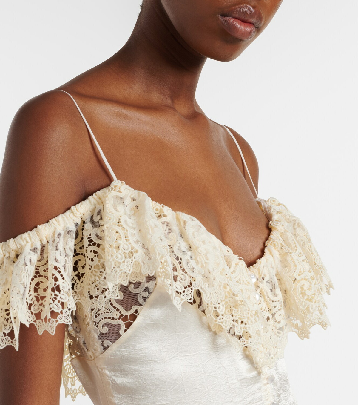 Xu Zhi Lace-trimmed peplum maxi dress