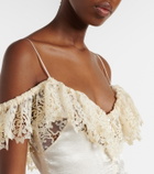 Xu Zhi Lace-trimmed peplum maxi dress