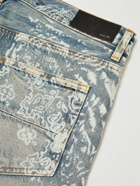 AMIRI - Straight-Leg Paisley-Print Distressed Denim Shorts - Blue