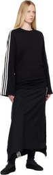 Y-3 Black Sport Uniform Raw Cut 3 Stripes Midi Skirt