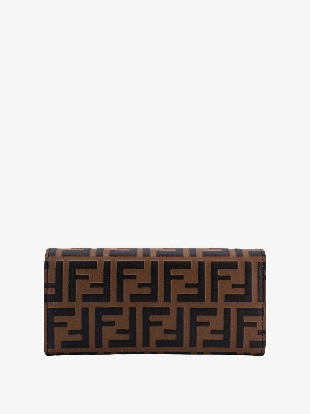 Fendi Zucca Leather Continental Long Check Book Cover Wallet Brown