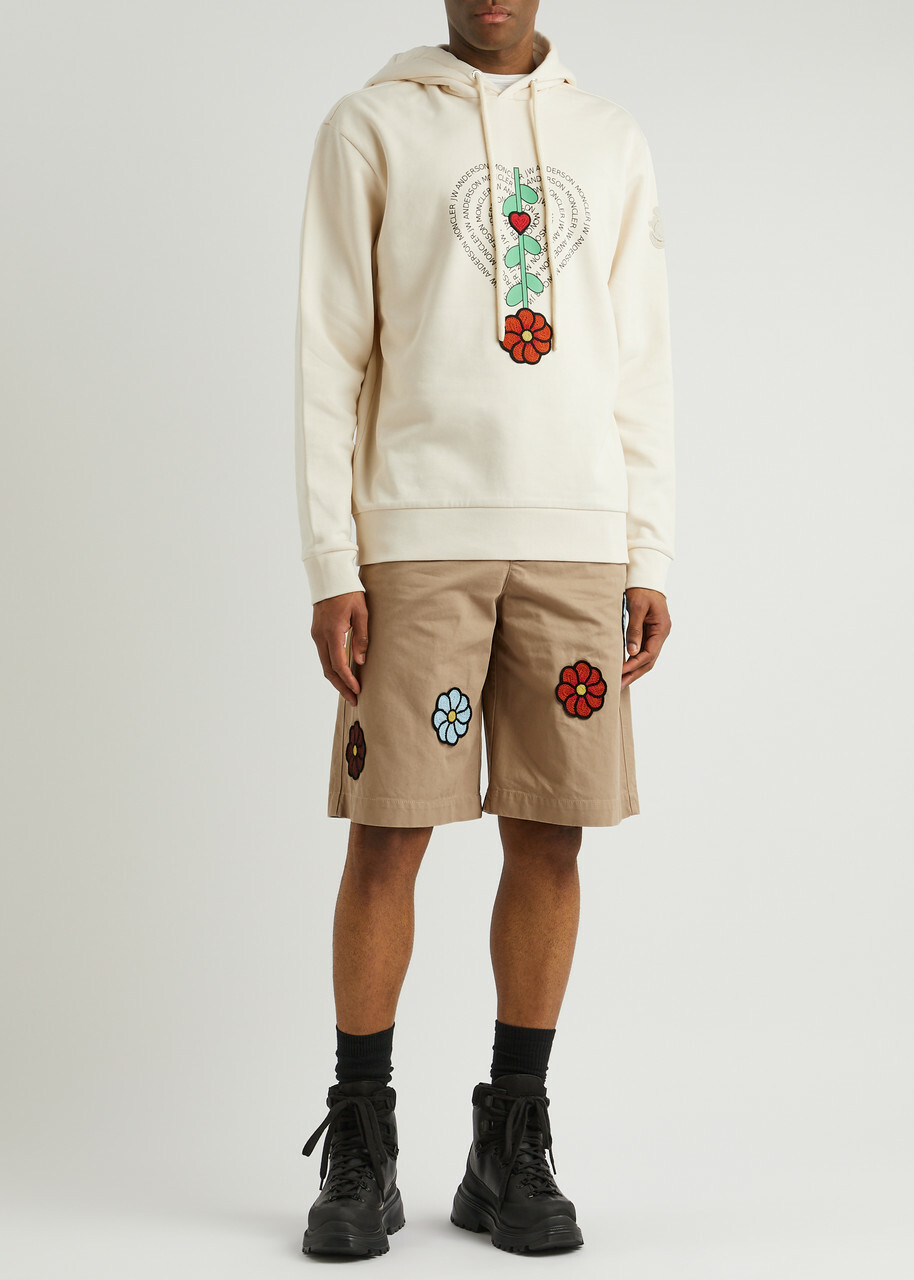 Moncler Genius 1 Moncler JW Anderson Hooded Cotton Sweatshirt Ecru