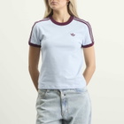 Adidas Women's 3S T-Shirt in Crystal Sky/Maroon