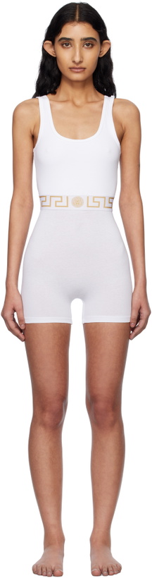 Photo: Versace Underwear White Greca Border Jumpsuit