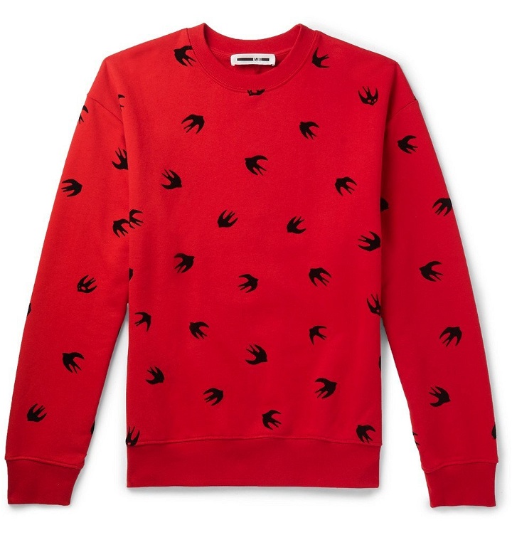 Photo: McQ Alexander McQueen - Flocked Loopback Cotton-Jersey Sweatshirt - Men - Red