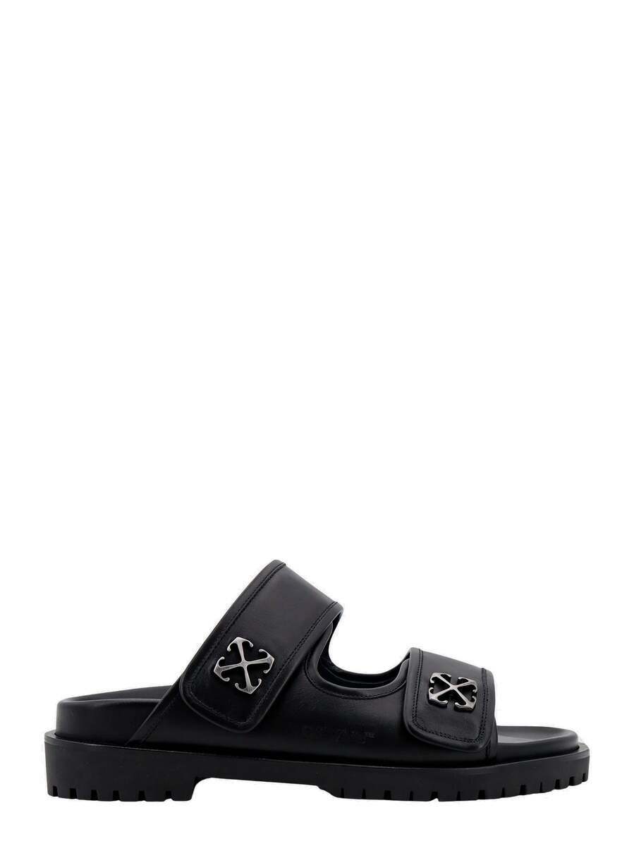 サンダル・ミュール Off-White Black leather Bookish slippers Off-White Bookish logo-print Slides | Black | FARFETCH