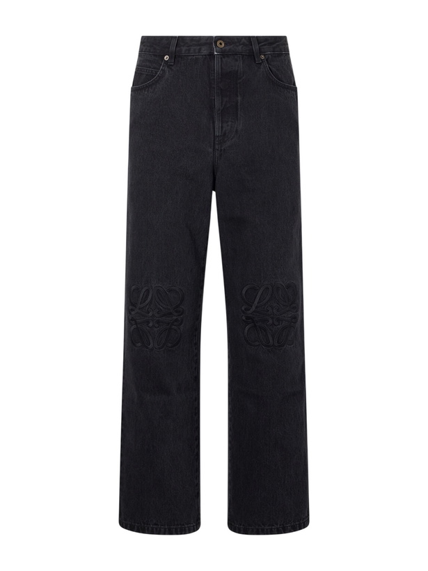 Photo: LOEWE - Wide-Leg Anagram-Embroidered Jeans - Black