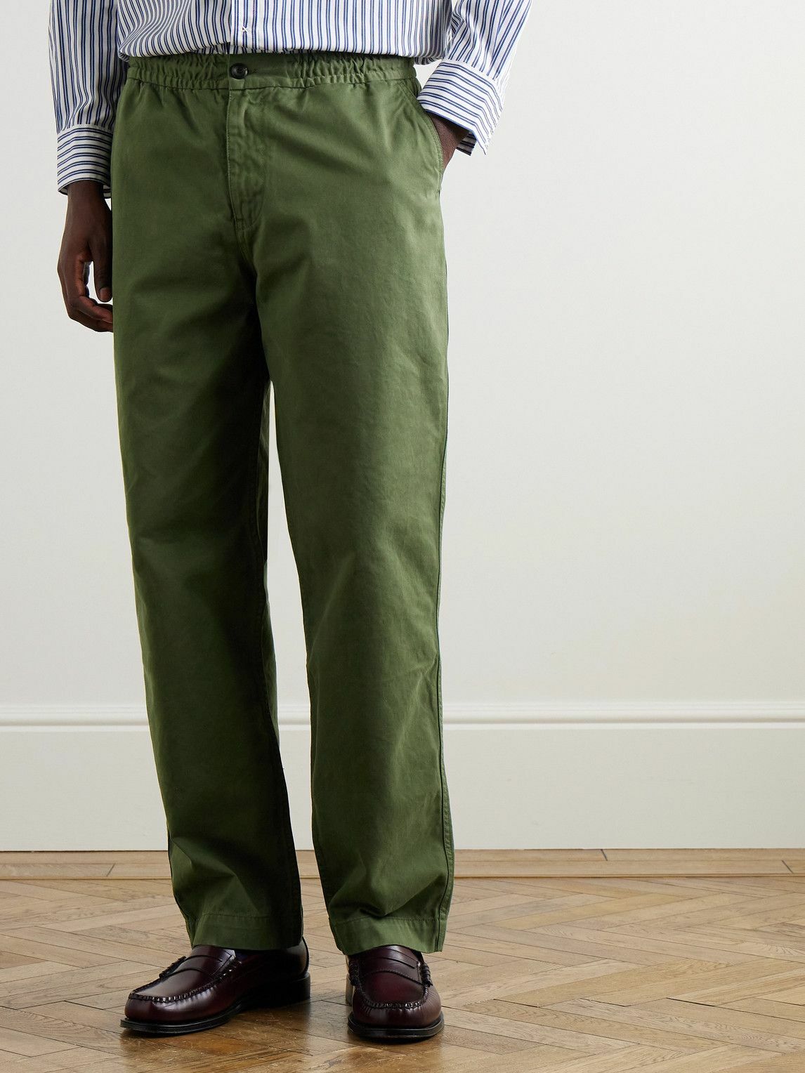 Drake's - Straight-Leg Cotton Trousers - Green Drake's