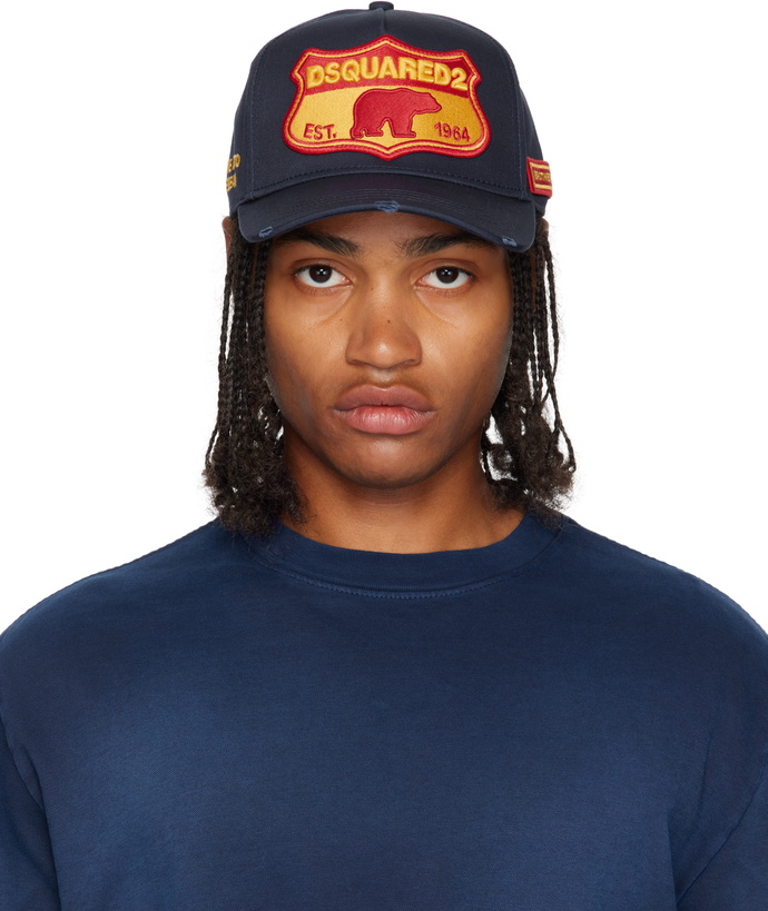 Photo: Dsquared2 Navy Canadian Patch Baseball Cap