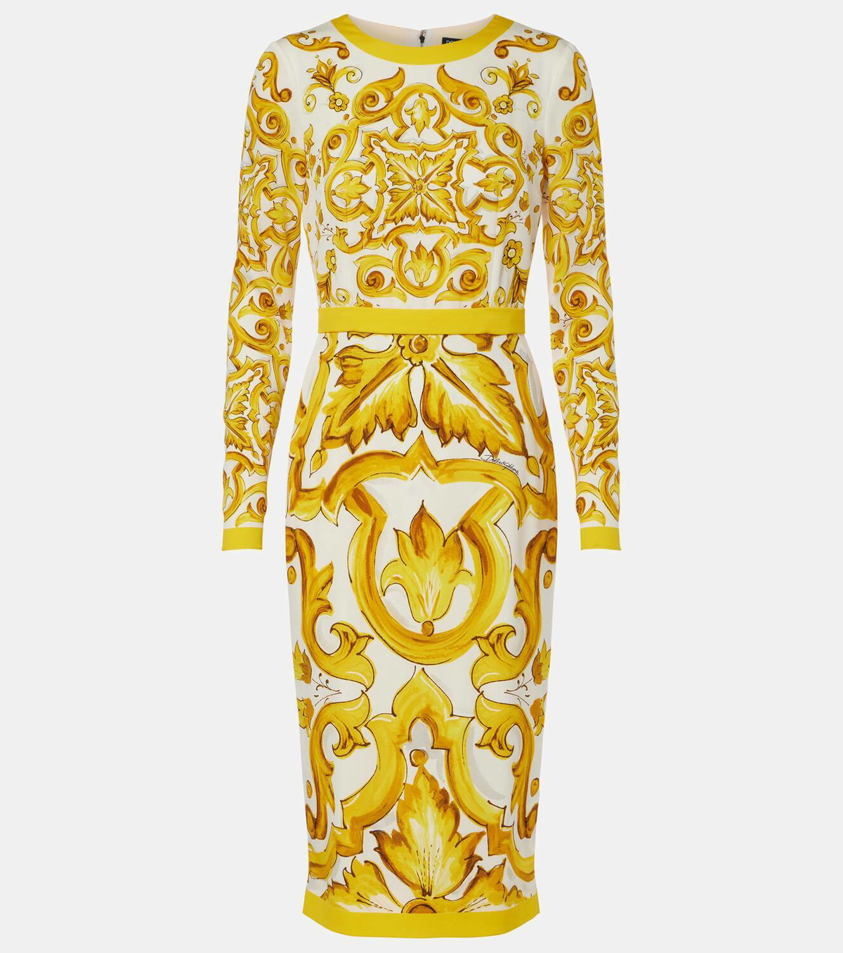 【送料&関税込】Dolce & Gabbana Silk Charmeuse Midi Dres Majolica-print silk charmeuse midi dress in Print for Women