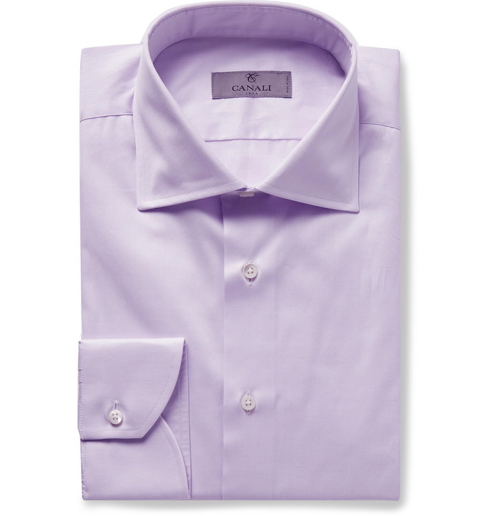 Photo: CANALI - Slim-Fit Cutaway-Collar Cotton-Twill Shirt - Pink