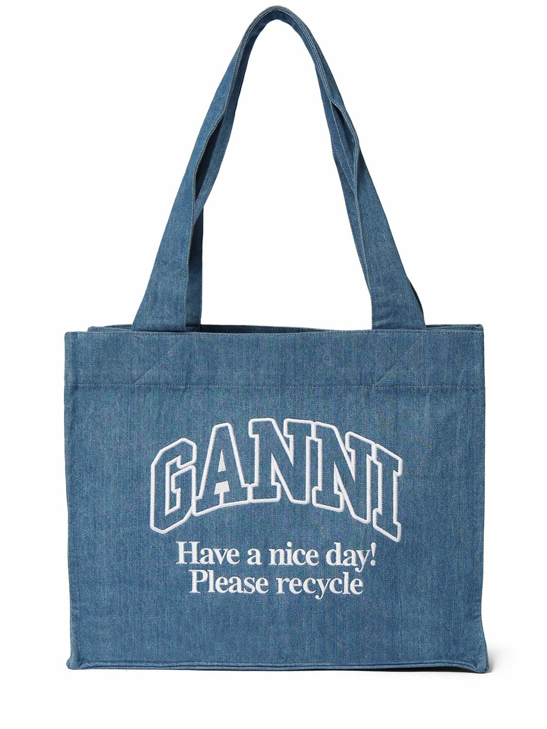 トートバッグ Ganni Large Easy Tote Bag - Ganni - Cotton - Denim Large Easy Tote Bag - Ganni - Cotton - Denim