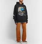 Rhude - Oversized Printed Loopback Cotton-Jersey Hoodie - Black