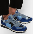 Valentino - Valentino Garavani Rockstud Suede and Camouflage-Print Shell Sneakers - Men - Royal blue