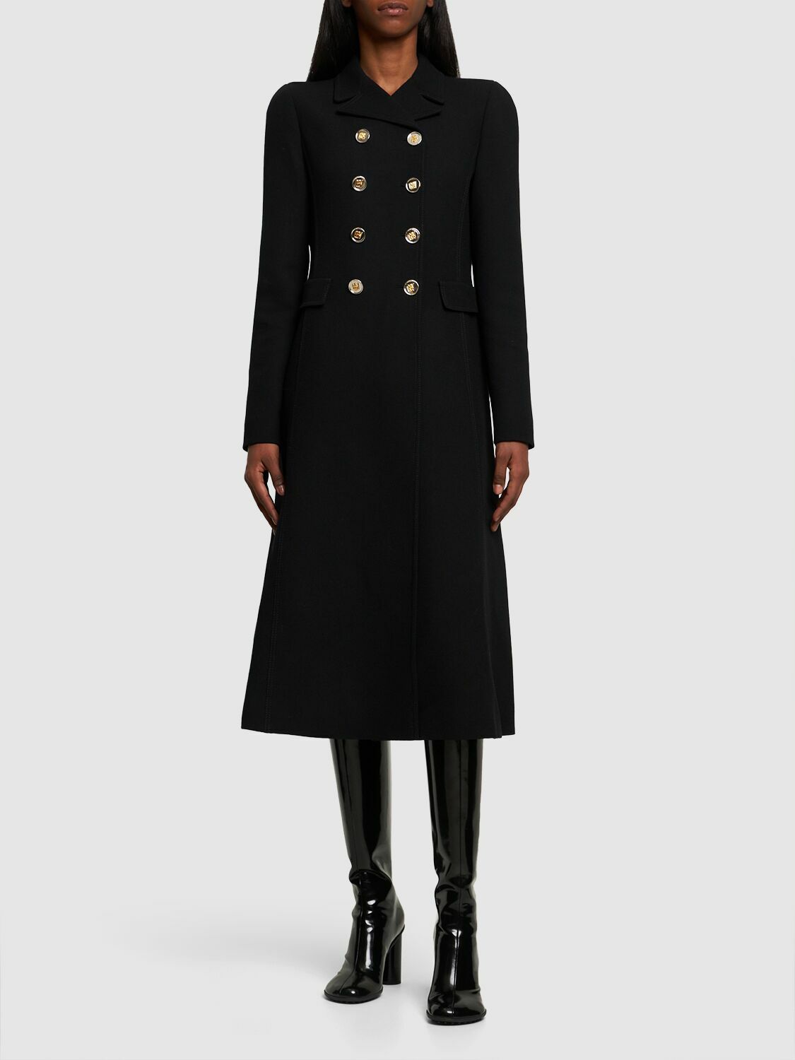 GIAMBATTISTA VALLI - Wool Crepe Double Breast Long Coat Giambattista Valli