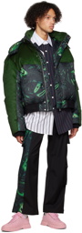 Feng Chen Wang Black & Green Lacquerware Down Jacket