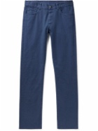 Canali - Straight-Leg Garment-Dyed Cotton-Blend Twill Trousers - Blue