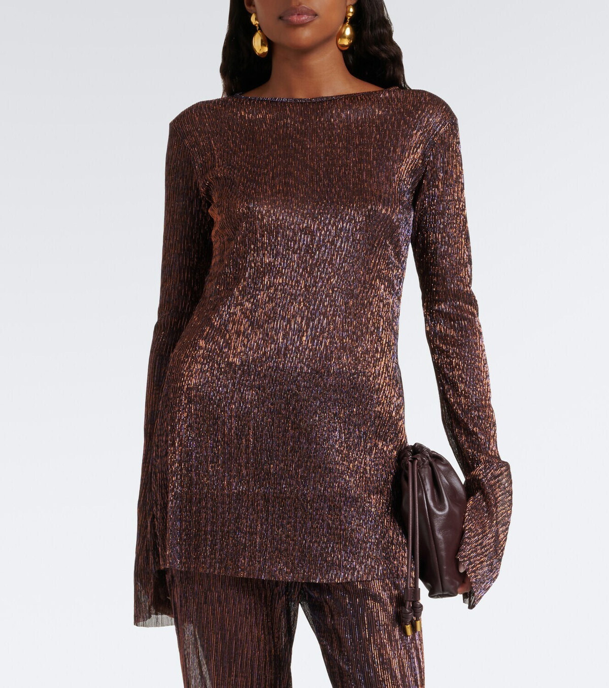 Cala de la Cruz Loreta knitted lamé top