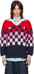 RICE NINE TEN Multicolor Checkrd Soccer Jersey Sweater