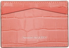 Alexander McQueen Pink Croc Skull Card Holder