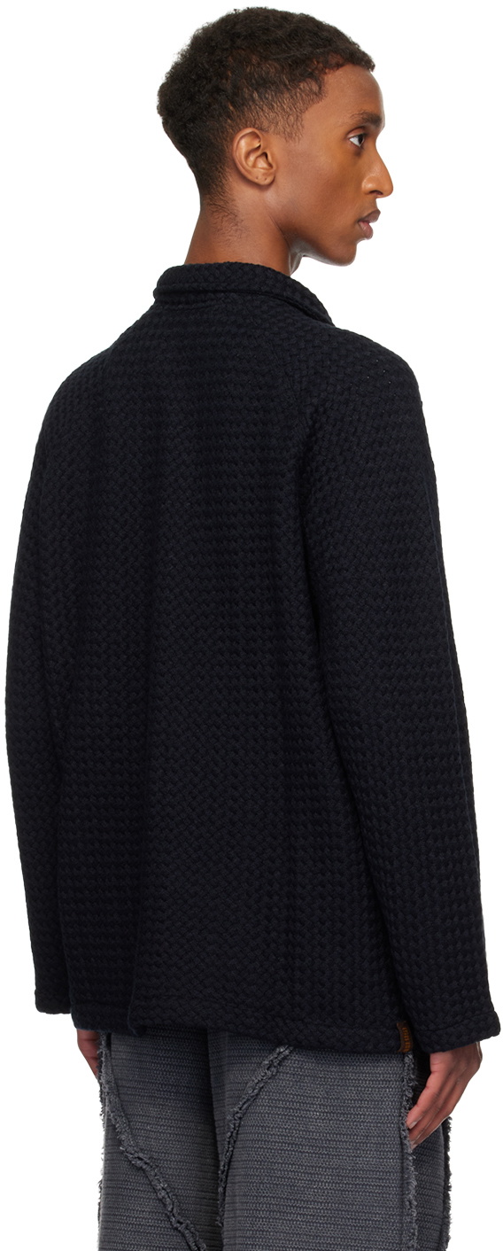 Isa Boulder SSENSE Exclusive Black Chevron Spread Stitch Shirt