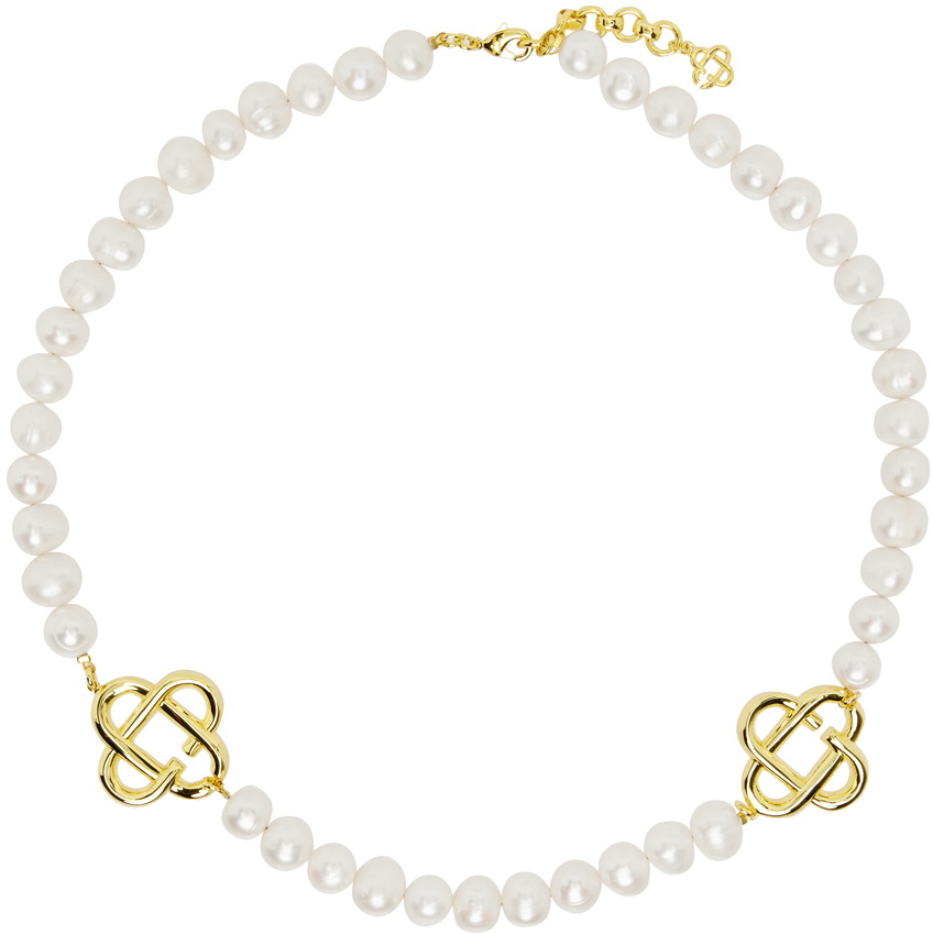 Casablanca White & Gold Chunky Pearl Necklace Casablanca