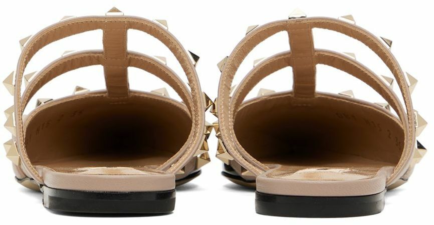 ROCKSTUD CAGED MULES 5 CM IN BLACK CALFSKIN