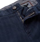 Brunello Cucinelli - Herringbone Stretch-Cotton Cargo Shorts - Blue