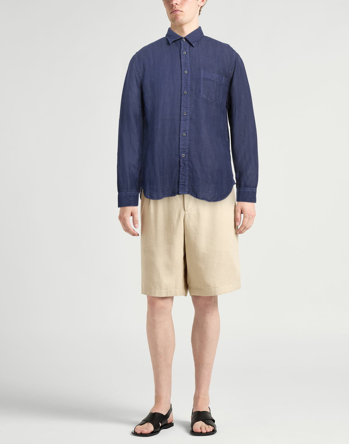 120% Lino Mens Shirt in Blue
