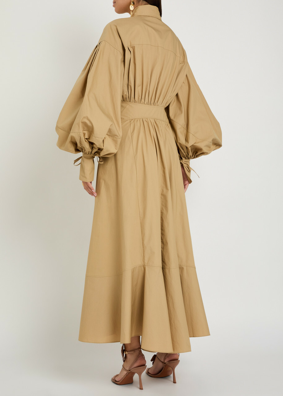Zimmermann Rebellion Cotton-poplin Midi Wrap Shirt Dress Olive