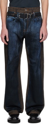 Y/Project Brown & Blue 'YP' Trompe L'oeil Jeans
