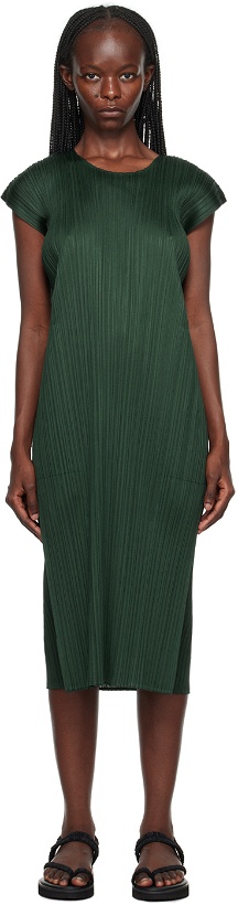 Photo: Pleats Please Issey Miyake Green Monthly Colors July Midi Dress