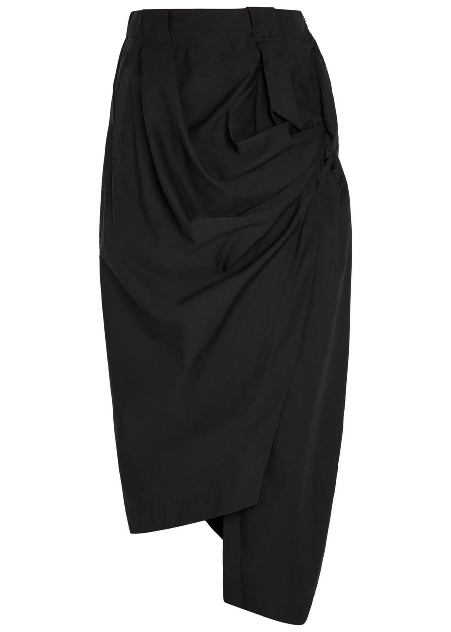 Issey Miyake Twisted Draped Cotton-blend Trousers Black
