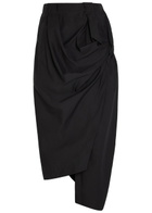 Issey Miyake Twisted Draped Cotton-blend Trousers Black